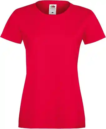 Fruit of the loom lady-fit dames sofspun® t-shirt - rood - extra small