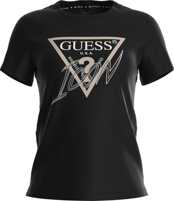 Bol.com Guess ss cn icon tee dames t-shirt - zwart - maat l aanbieding