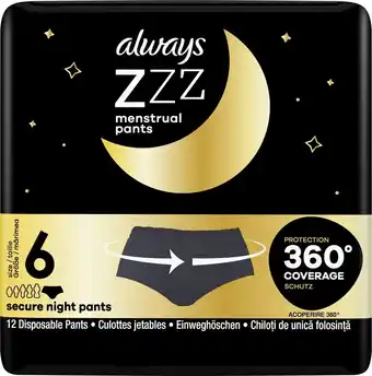 Bol.com Always zzz wegwerp - menstruatiebroekjes voor ‘s nachts - one size - 12 stuks aanbieding