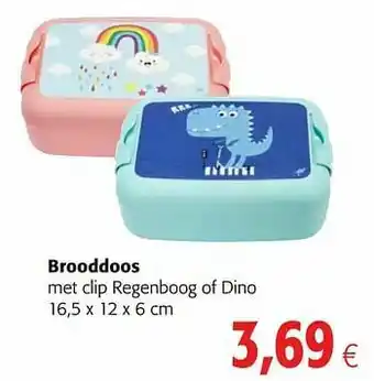 Brooddoos met clip regenboog of dino