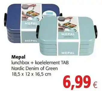 Mepal lunchbox + koelelement tab nordic denim of green