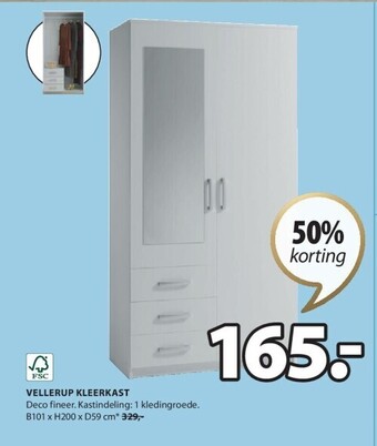 Jysk Vellerup kleerkast aanbieding