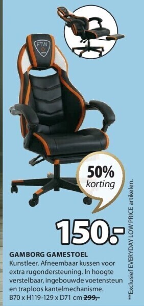 Jysk Gamborg gamestoel aanbieding
