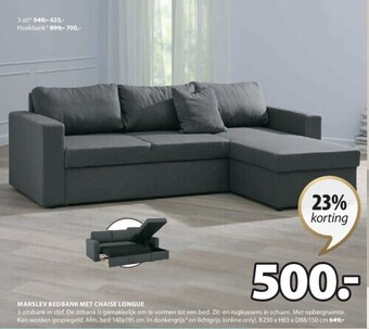 Jysk Marslev bedbank met chaise longue aanbieding
