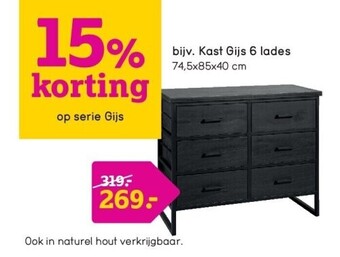 Leen Bakker Kast gijs 6 lades aanbieding