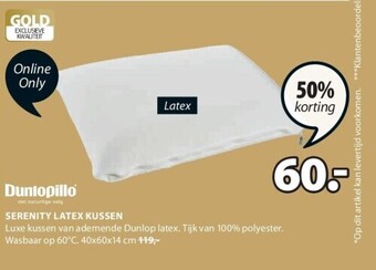 Jysk Serenity latex kussen aanbieding