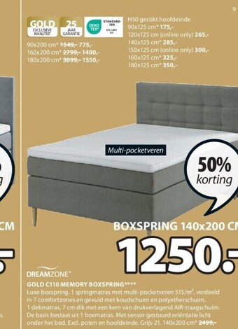 Jysk Gold c110 memory boxspring aanbieding