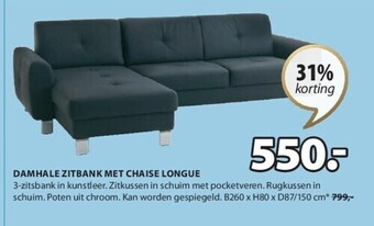Jysk Damhale zitbank met chaise longue aanbieding