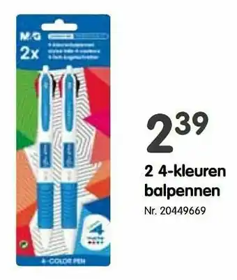 2 4-kleuren balpennen