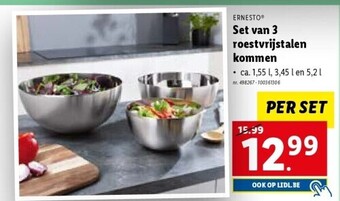 Lidl Set van 3 roestvrijstalen kommen aanbieding