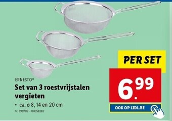 Lidl Set van 3 roestvrijstalen vergieten aanbieding