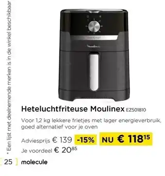 Molecule Heteluchtfriteuse moulinex ez501810 aanbieding