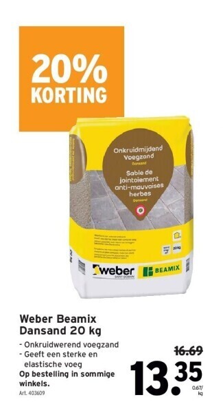 GAMMA Weber beamix dansand 20 kg aanbieding