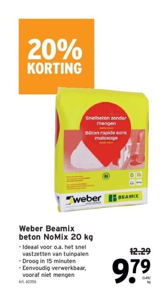 GAMMA Weber beamix beton nomix 20 kg aanbieding