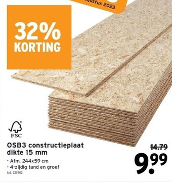 GAMMA Osb3 constructieplaat dikte 15 mm aanbieding