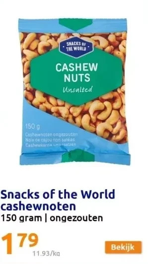 Action Snacks of the world cashewnoten aanbieding