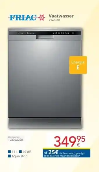 Eldi Vaatwasser vw2020 aanbieding