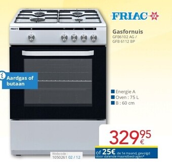Eldi Gasfornuis gfb6102 ag / gfb 6112 bp aanbieding
