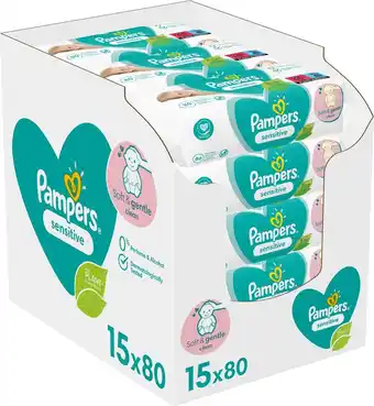 Bol.com Pampers sensitive billendoekjes - 1200 doekjes aanbieding