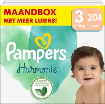 Pampers harmonie luiers - maat 3 (6-10kg) - 204 luiers - maandbox