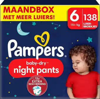Bol.com Pampers baby-dry night pants - maat 6 (15kg+) - 138 luiersbroekjes maandbox aanbieding