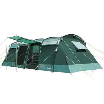 Decathlon Tunneltent familietent montana 10 sleeper - 10 personen - 2 zwarte slaapcabines aanbieding