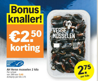 Albert Heijn Ah verse mosselen 2 kilo aanbieding
