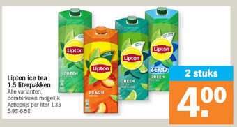 Albert Heijn Lipton ice tea 1.5 literpakken aanbieding