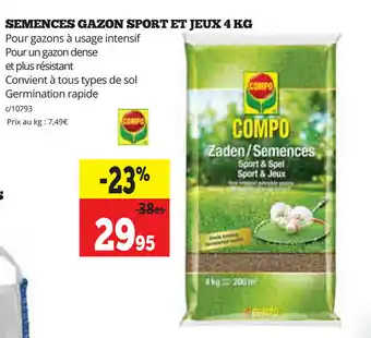 Semences Gazon Sport Et Jeux 4 Kg
