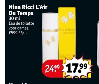 Kruidvat Nina ricci l’air du temps 30 ml aanbieding