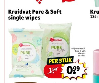 Kruidvat Kruidvat pure & soft single wipes aanbieding