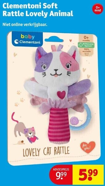Kruidvat Clementoni soft rattle lovely animal aanbieding