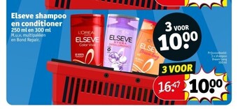 Kruidvat Elseve shampoo en conditioner 250 ml en 300 ml aanbieding