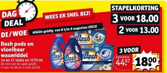 Kruidvat Dash pods en vloeibaar wasmiddel aanbieding