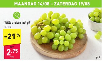 ALDI Witte druiven met pit 750 g aanbieding