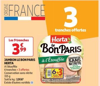 Auchan JAMBON LE BON PARIS HERTA aanbieding