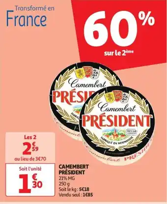 Auchan CAMEMBERT PRÉSIDENT aanbieding