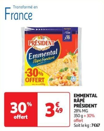 Auchan EMMENTAL RÂPÉ PRÉSIDENT aanbieding