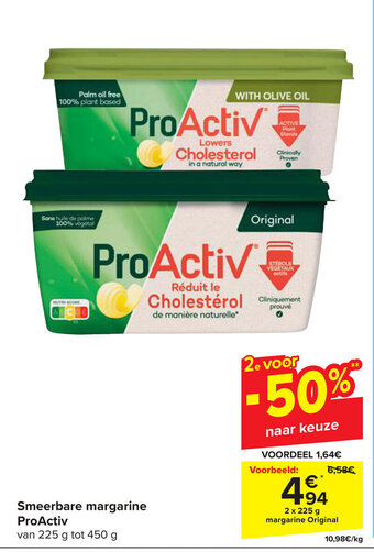 Carrefour Smeerbare margarine ProActiv aanbieding