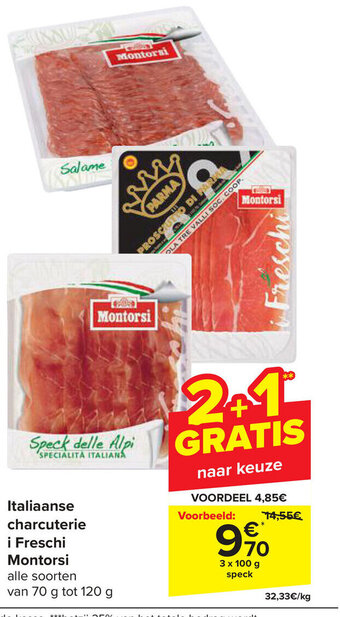 Carrefour Italiaanse charcuterie i Freschi Montorsi aanbieding