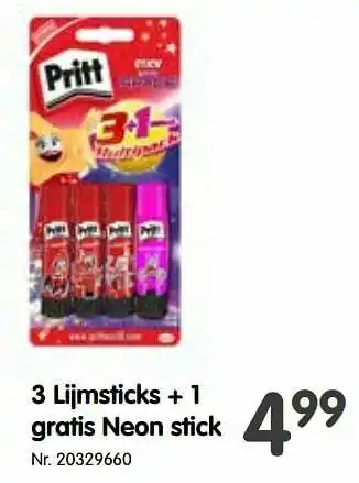 3 lijmsticks + 1 gratis neon stick