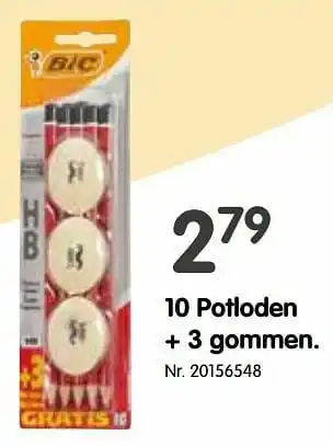 10 potloden + 3 gommen