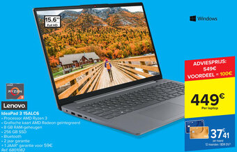 Carrefour Lenovo IdeaPad 3 15ALC6 aanbieding