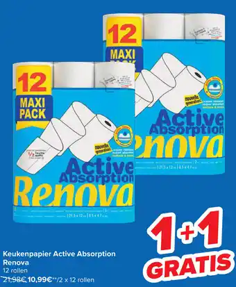 Carrefour Renova Keukenpapier Active Absorption aanbieding