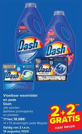 Carrefour Dash Vloeibaar wasmiddel en pods aanbieding