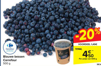 Carrefour Blauwe bessen Carrefour 500 g aanbieding