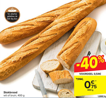 Carrefour Stokbrood wit of bruin, 400 g aanbieding