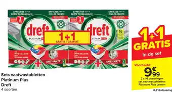 Carrefour Dreft Sets vaatwastabletten Platinum Plus aanbieding