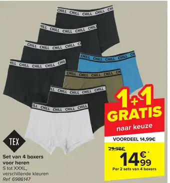 Carrefour TEX Set van 4 boxers voor heren aanbieding