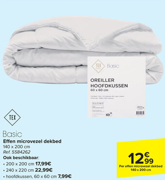 Carrefour TEX Basic Effen microvezel dekbed 140 x 200cm aanbieding